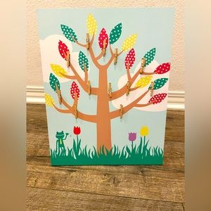 Like New Spring Tree Display Frame W/ Mini Clips For Photos Or Crafts 11 X 14 In